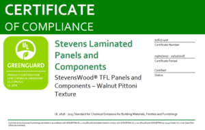 UL GREENGUARD Gold Certification for StevensWOOD - Stevens Advantage
